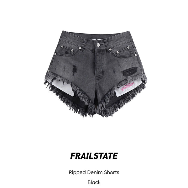 Frailstate Ripped Denim Shorts